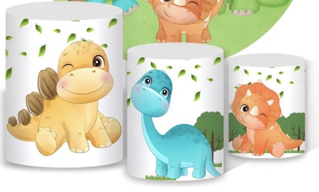 Tecido Trio de Cilindros Dino Baby - Toque Mágico Decoração e pegue e monte