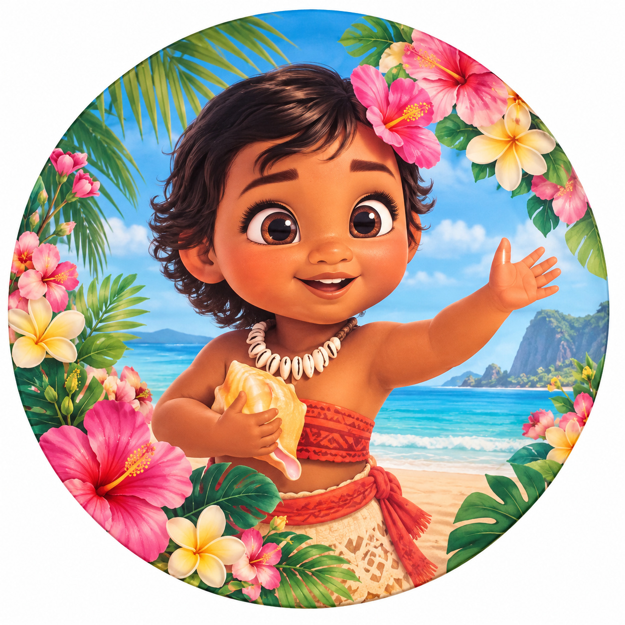 Tecido Painel Redondo Moana Baby - Toque Mágico Decoração e pegue e monte