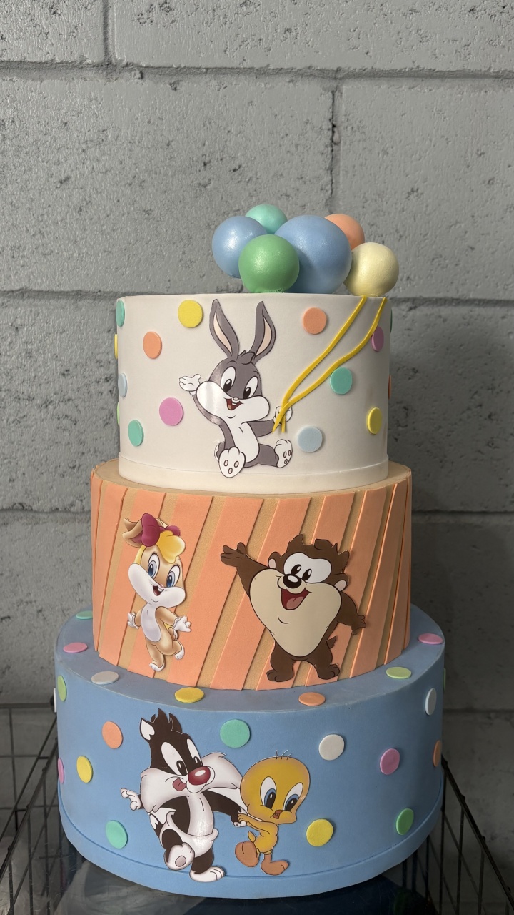 Bolo Fake Looney Tunes - Toque Mágico Decoração e pegue e monte