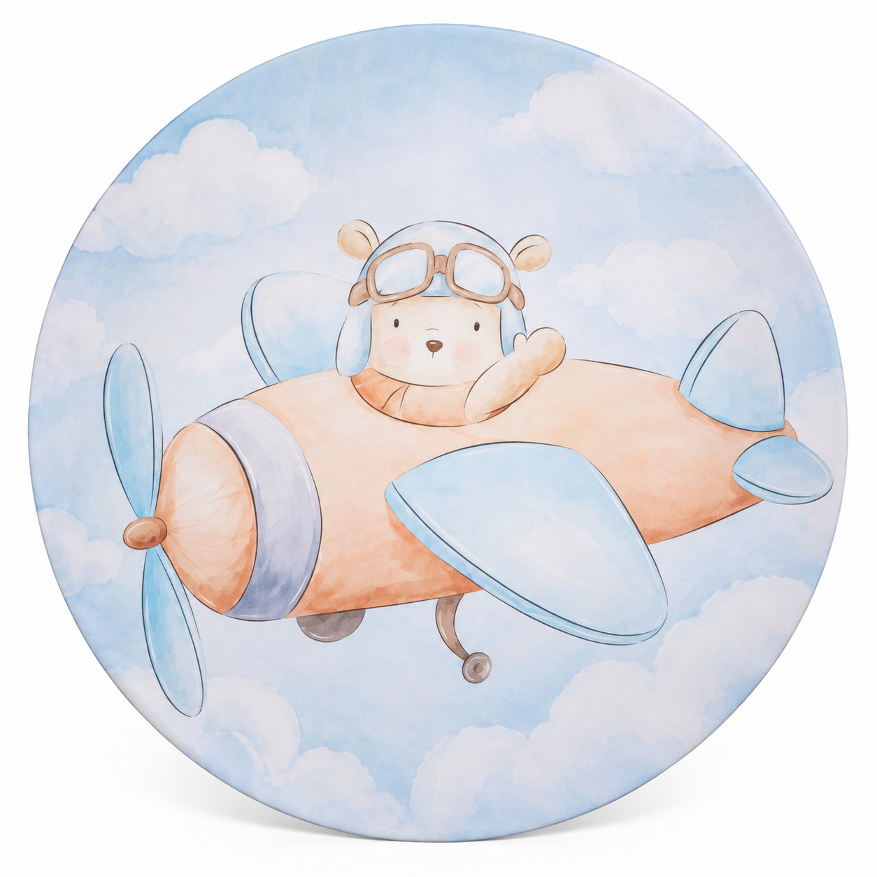 Tecido Painel Redondo Urso Aviador - Toque Mágico Decoração e pegue e monte