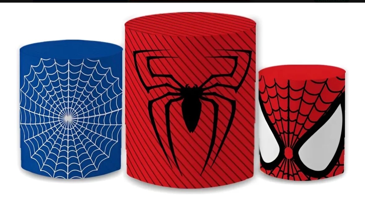 Tecido Trio de Cilindros Homem-Aranha - Toque Mágico Decoração e pegue e monte