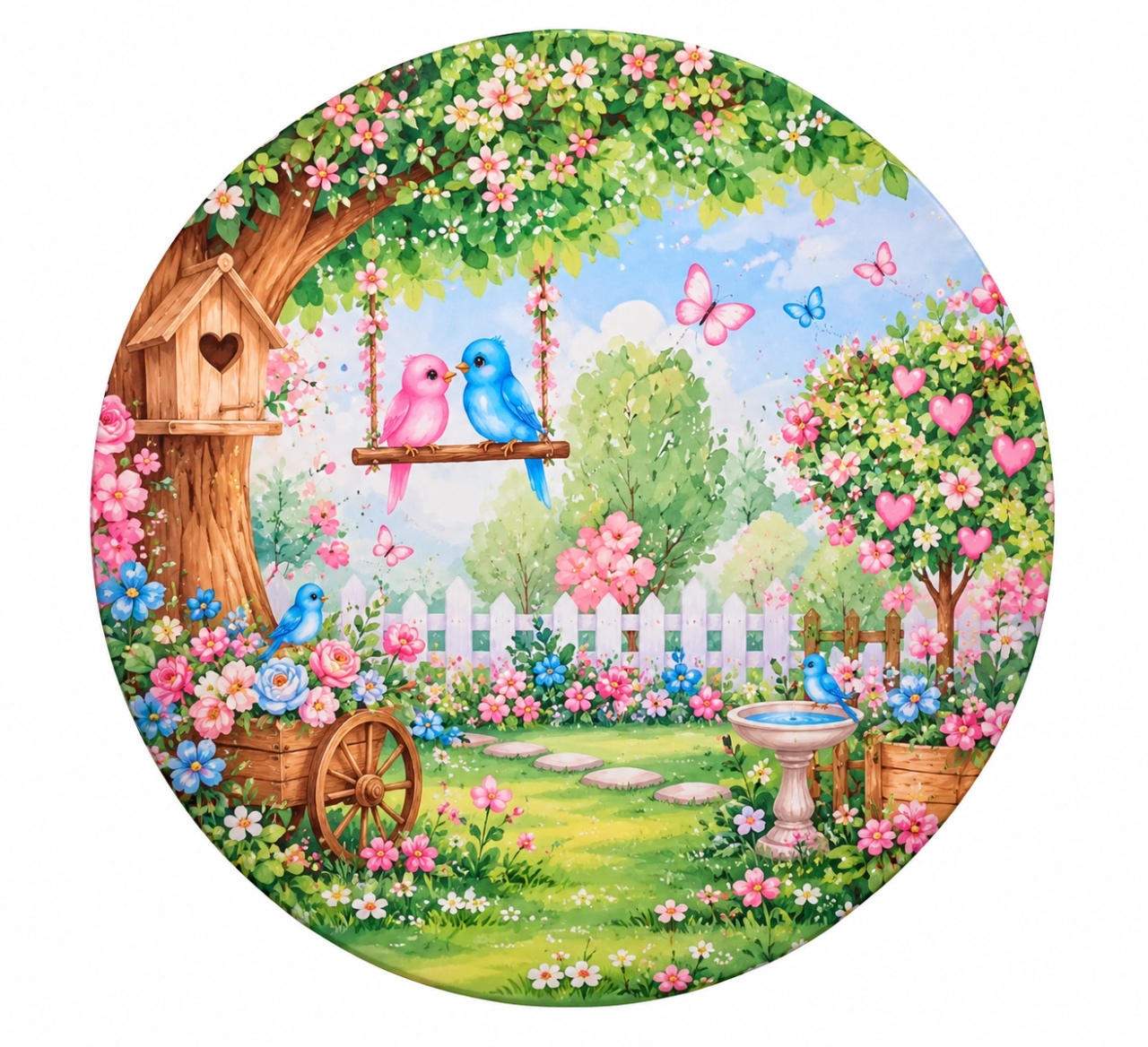 Tecido Painel Redondo Jardim - Toque Mágico Decoração e pegue e monte