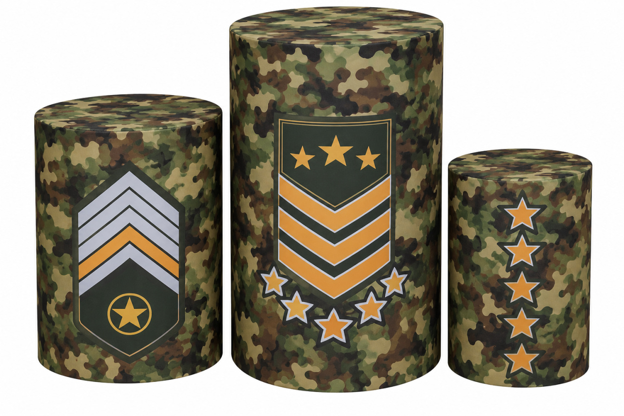 Tecido Trio de Cilindros Militar - Toque Mágico Decoração e pegue e monte