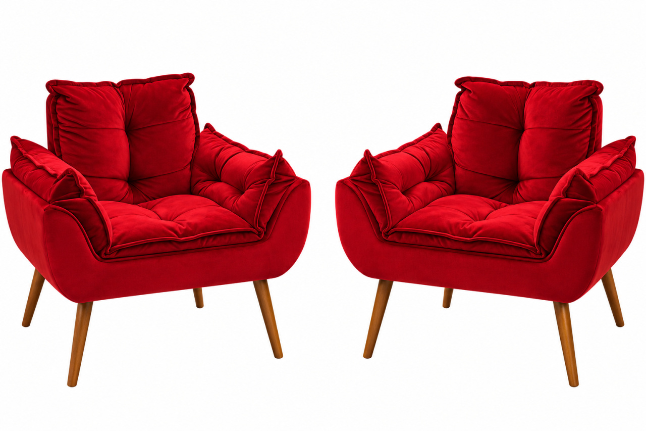 Kit Poltronas Vermelhas - Toque Mágico Decoração e pegue e monte