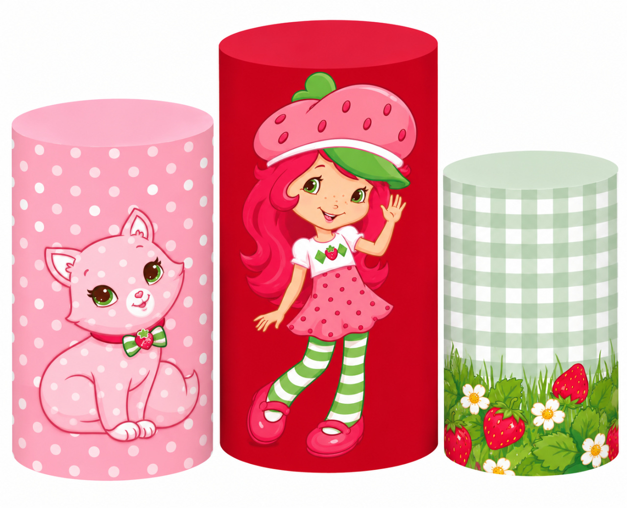 Tecido Trio de Cilindros Moranguinho - Toque Mágico Decoração e pegue e monte