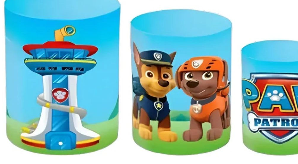 Tecido Trio de Cilindros Patrulha Canina - Toque Mágico Decoração e pegue e monte