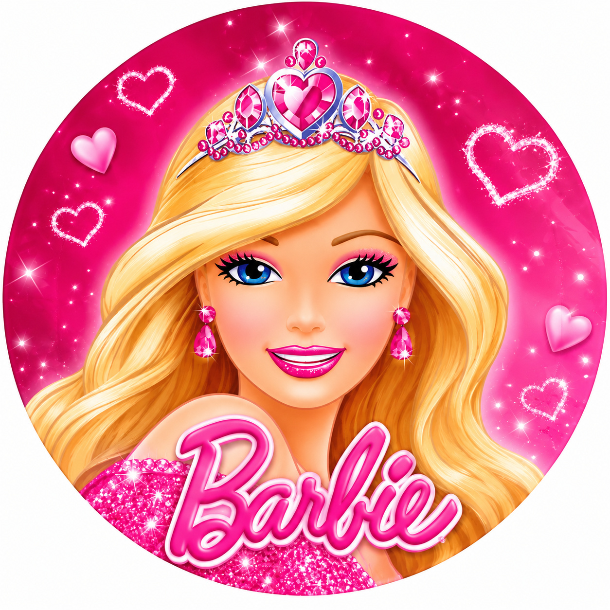 Tecido Painel Redondo Barbie - Toque Mágico Decoração e pegue e monte