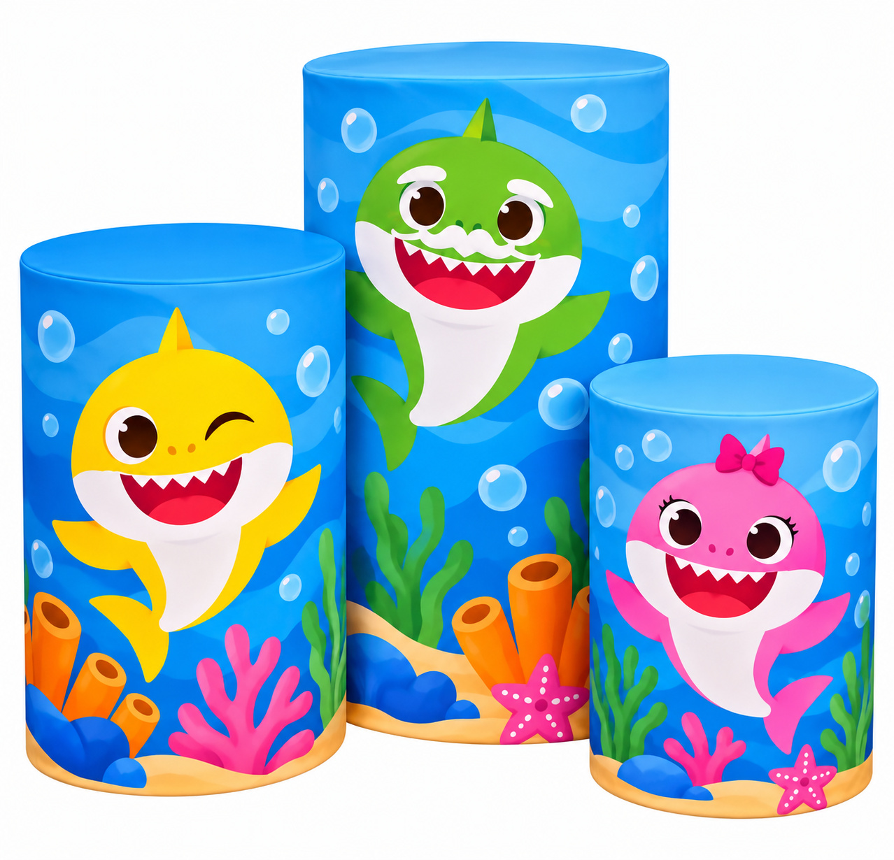Tecido Cilindro Baby Shark - Toque Mágico Decoração e pegue e monte