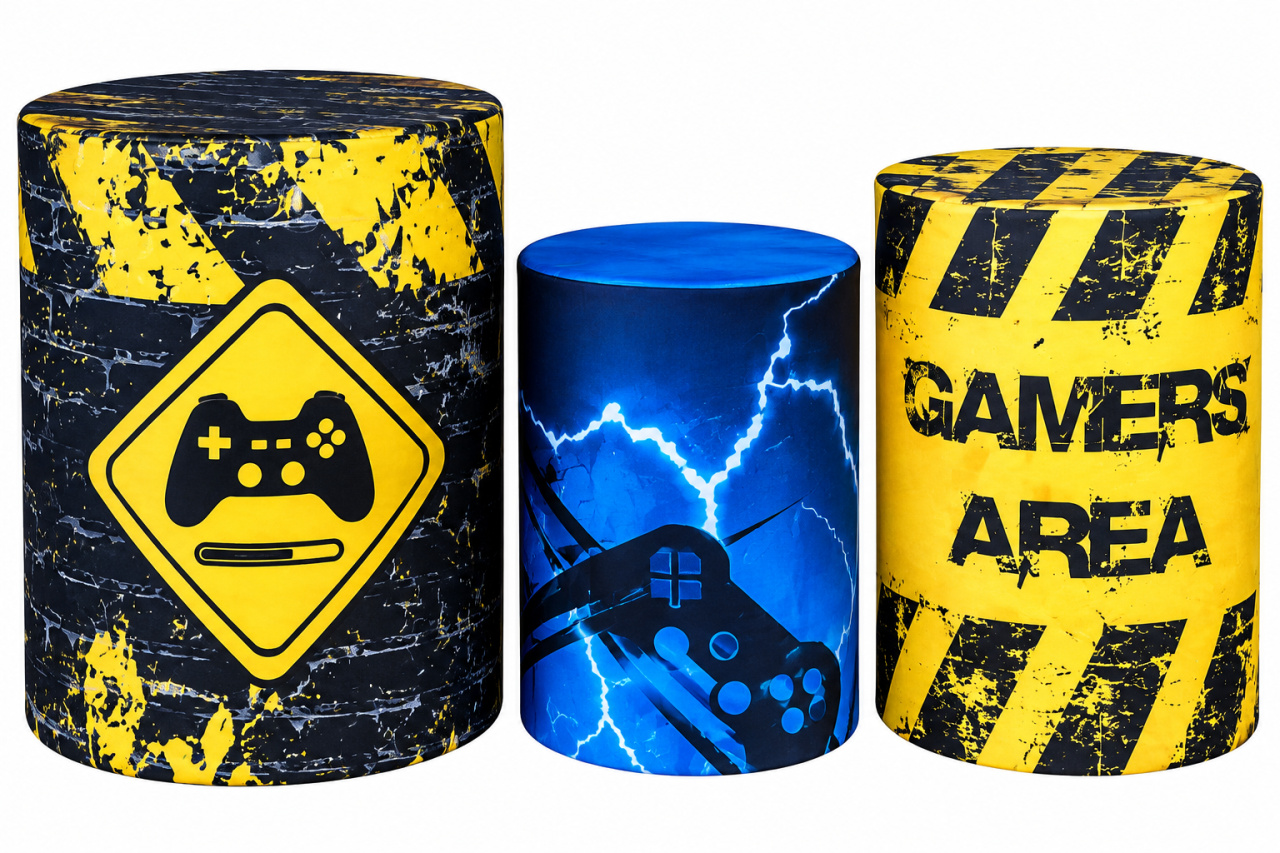 Tecido Trio de Cilindros Video Game - Toque Mágico Decoração e pegue e monte