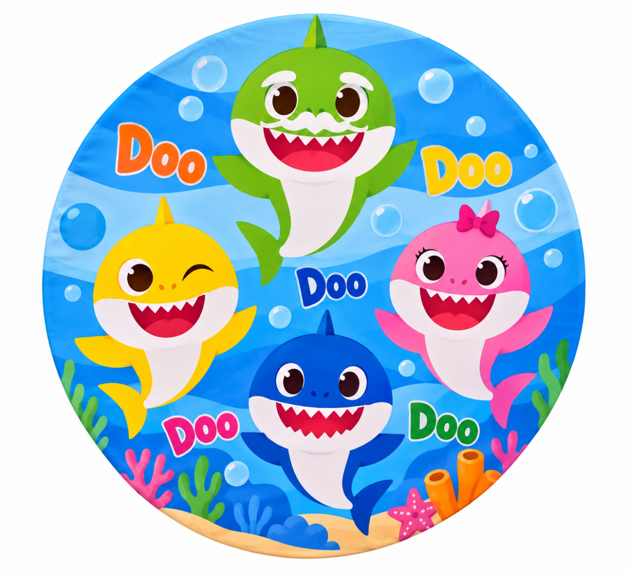 Tecido Painel Redondo Baby Shark - Toque Mágico Decoração e pegue e monte