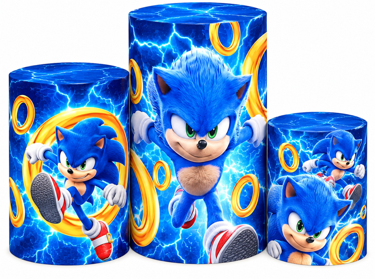 Tecido Trio de Cilindros Sonic - Toque Mágico Decoração e pegue e monte