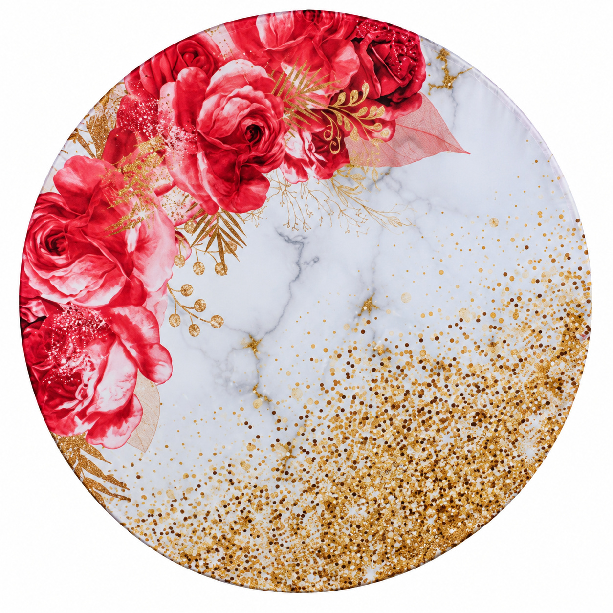 Tecido Painel Redondo Flores Vermelhas - Toque Mágico Decoração e pegue e monte