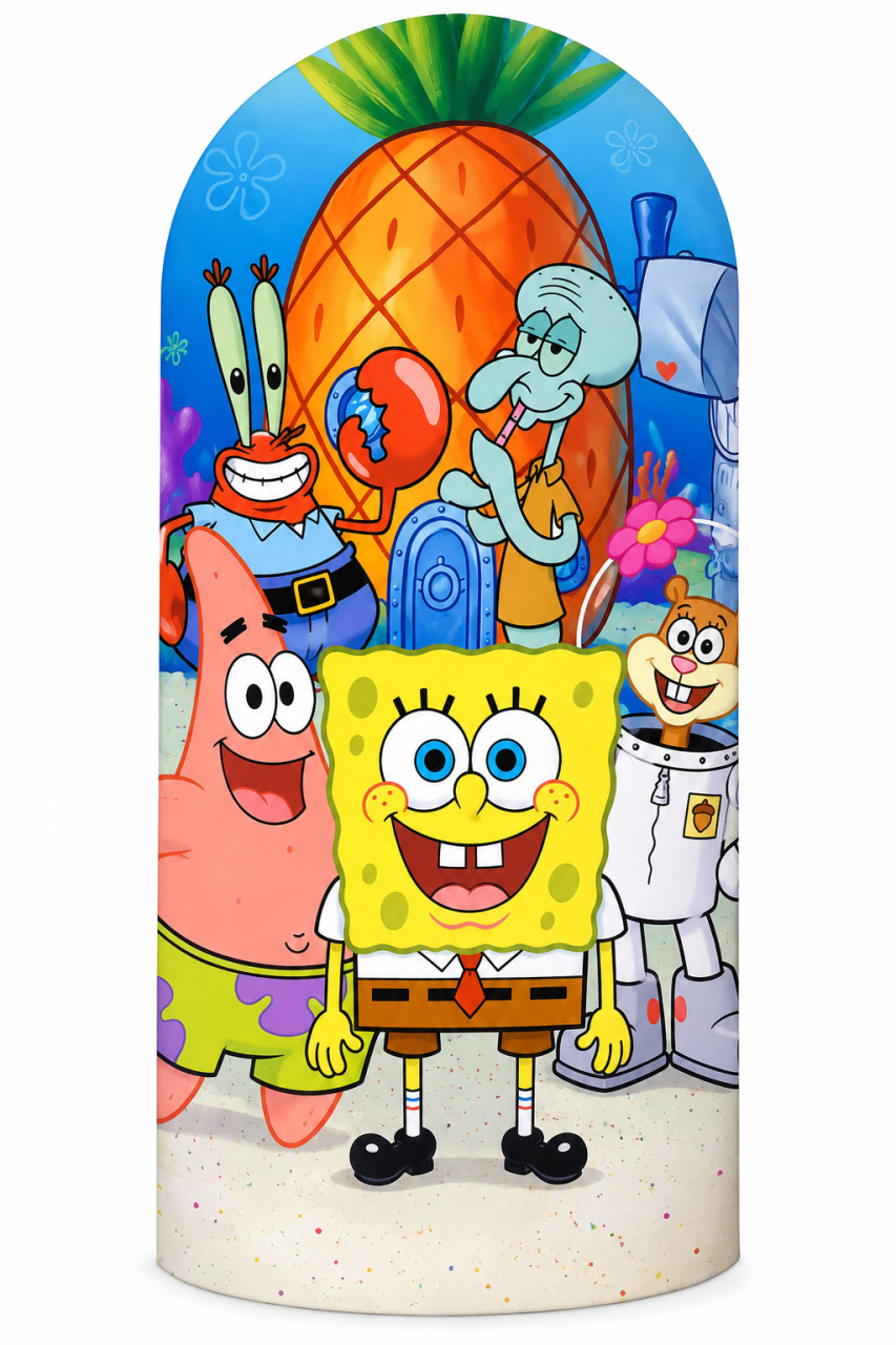 Tecido Painel Romano Bob Esponja - Toque Mágico Decoração e pegue e monte