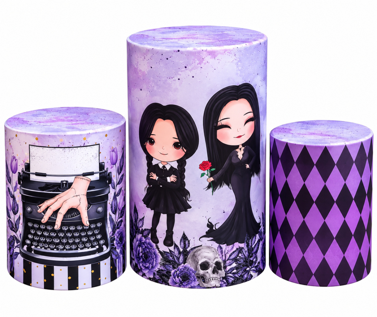 Tecido Trio de Cilindros Wandinha - Toque Mágico Decoração e pegue e monte
