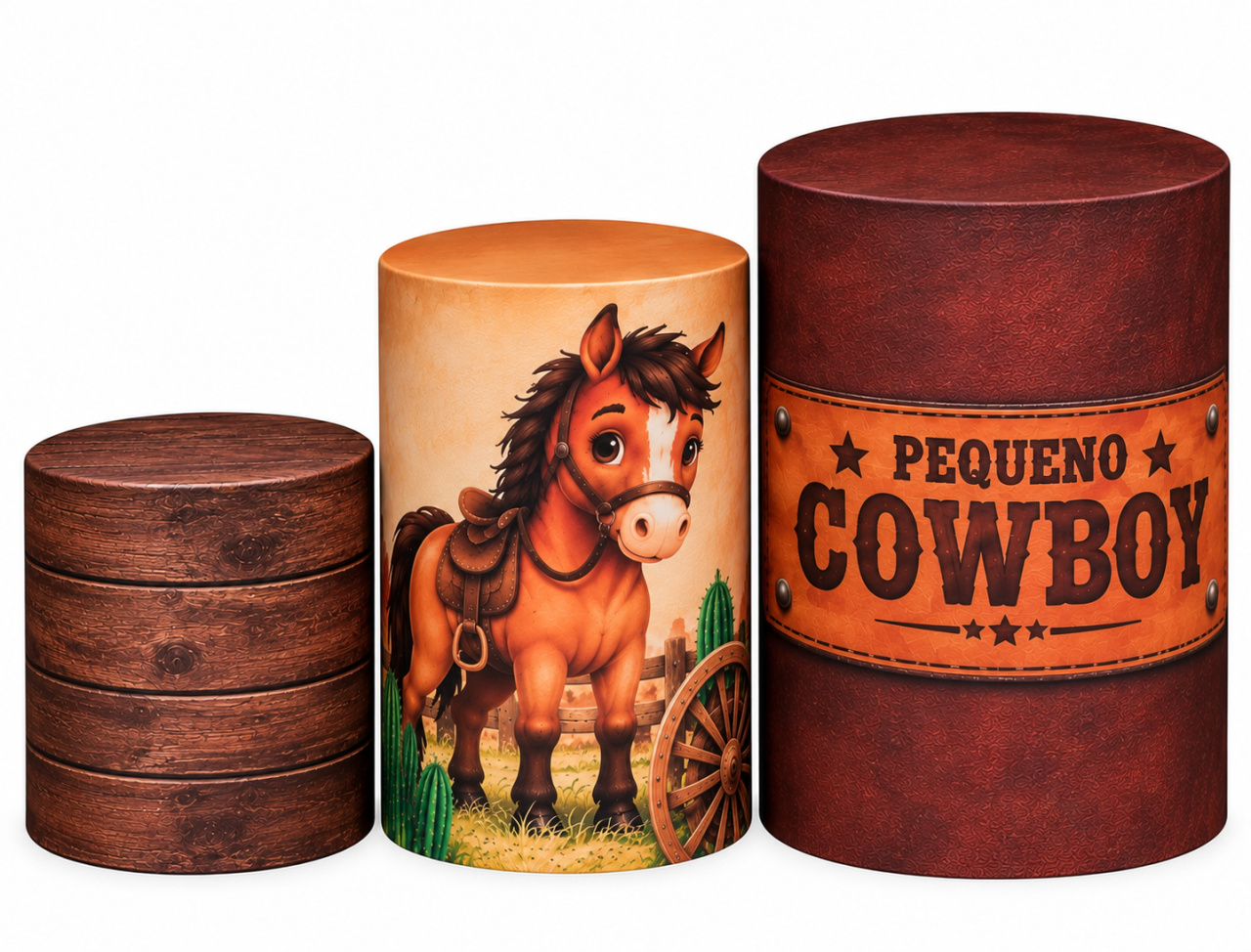 Tecido Trio de Cilindros Cowboy - Toque Mágico Decoração e pegue e monte