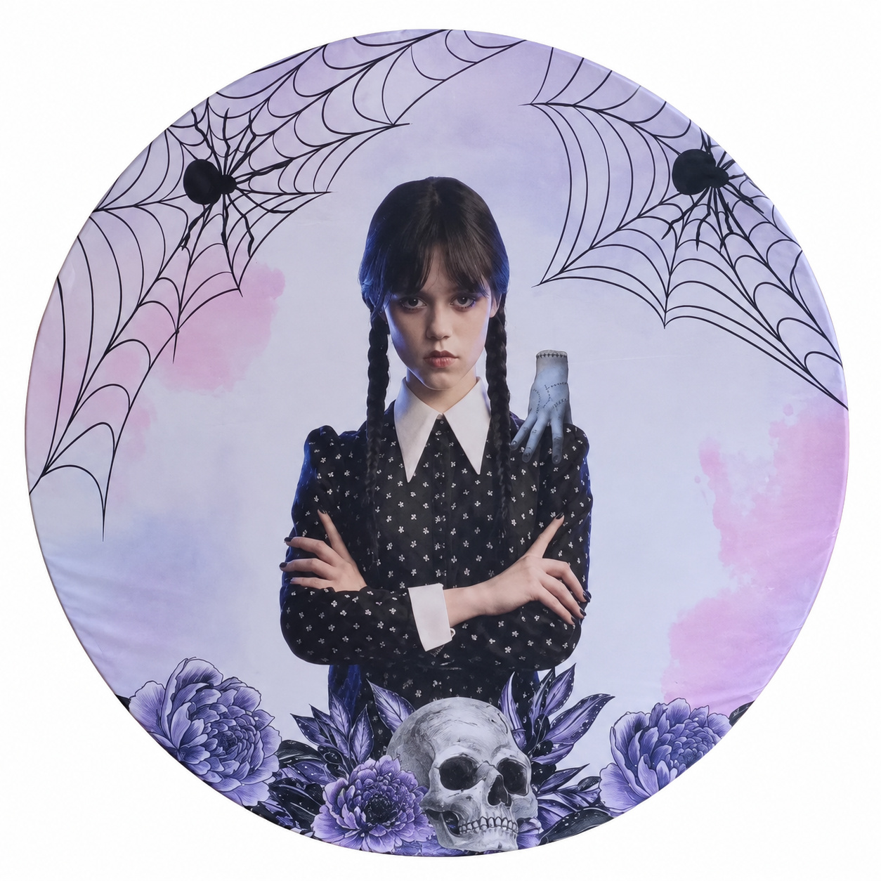 Tecido Painel Redondo Wandinha - Toque Mágico Decoração e pegue e monte