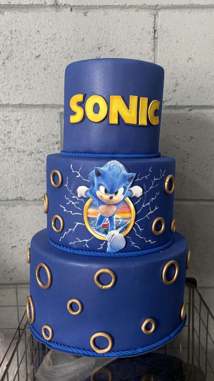 Bolo Fake Sonic - Toque Mágico Decoração e pegue e monte