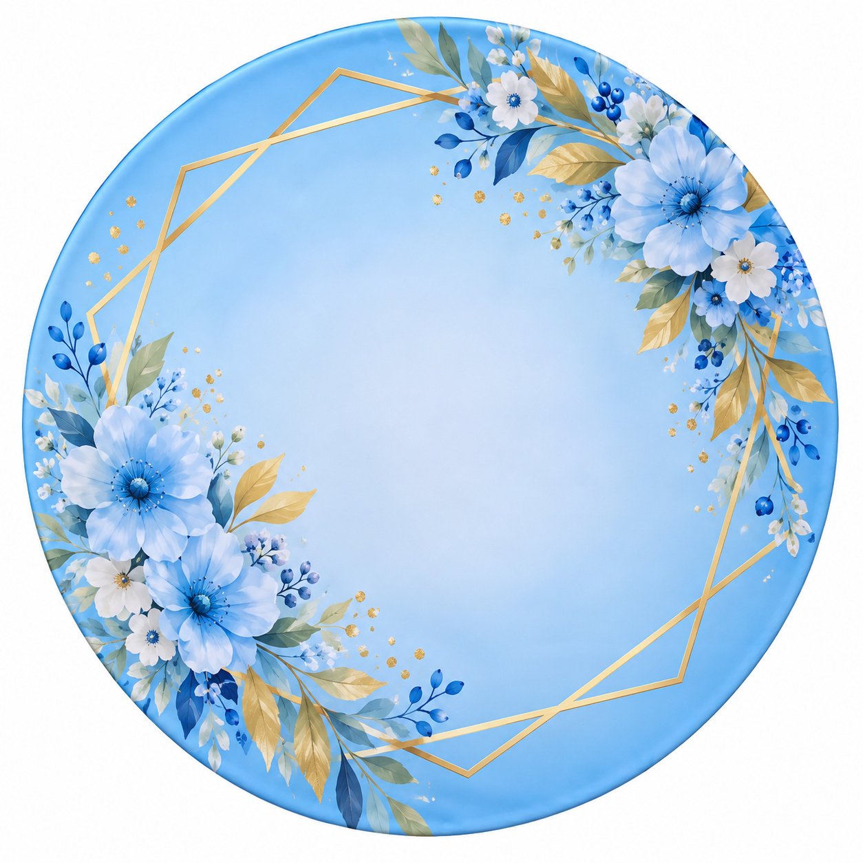 Tecido Painel Redondo Floral Azul - Toque Mágico Decoração e pegue e monte