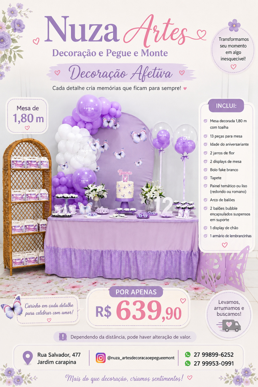 Decoração Afetiva - Nuza Artes Decoração, Pegue e Monte e Festa na Mesa