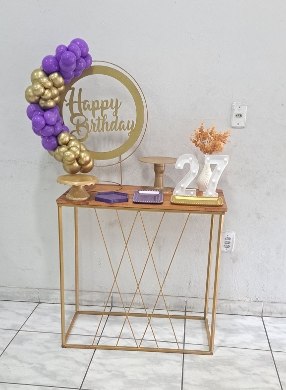 Festa Na Mesa Happy Birthday Roxo - Nuza Artes Decoração, Pegue e Monte e Festa na Mesa