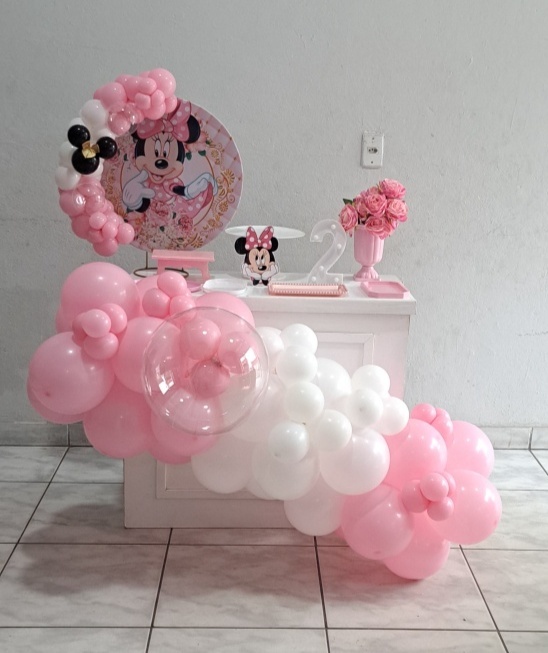 Festa Na Mesa Minnie Rosa - Nuza Artes Decoração, Pegue e Monte e Festa na Mesa