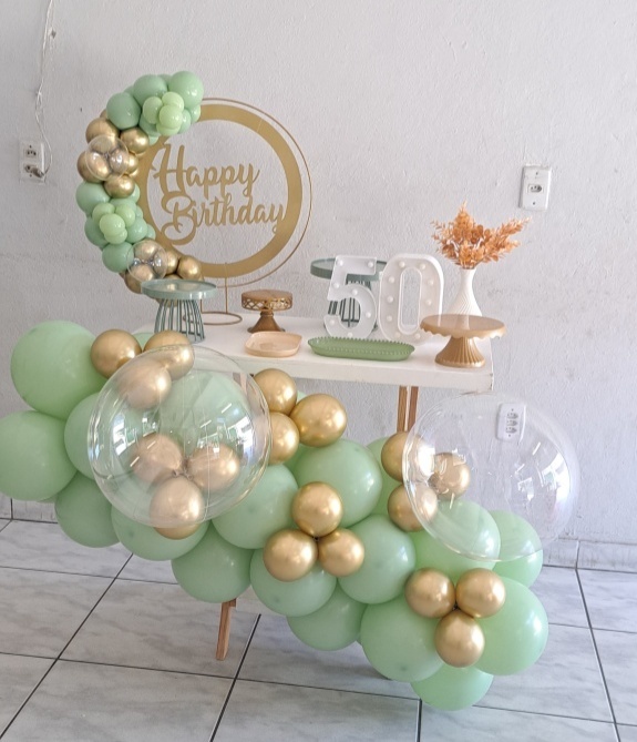 Festa Na Mesa Happy Birthday Verde - Nuza Artes Decoração, Pegue e Monte e Festa na Mesa
