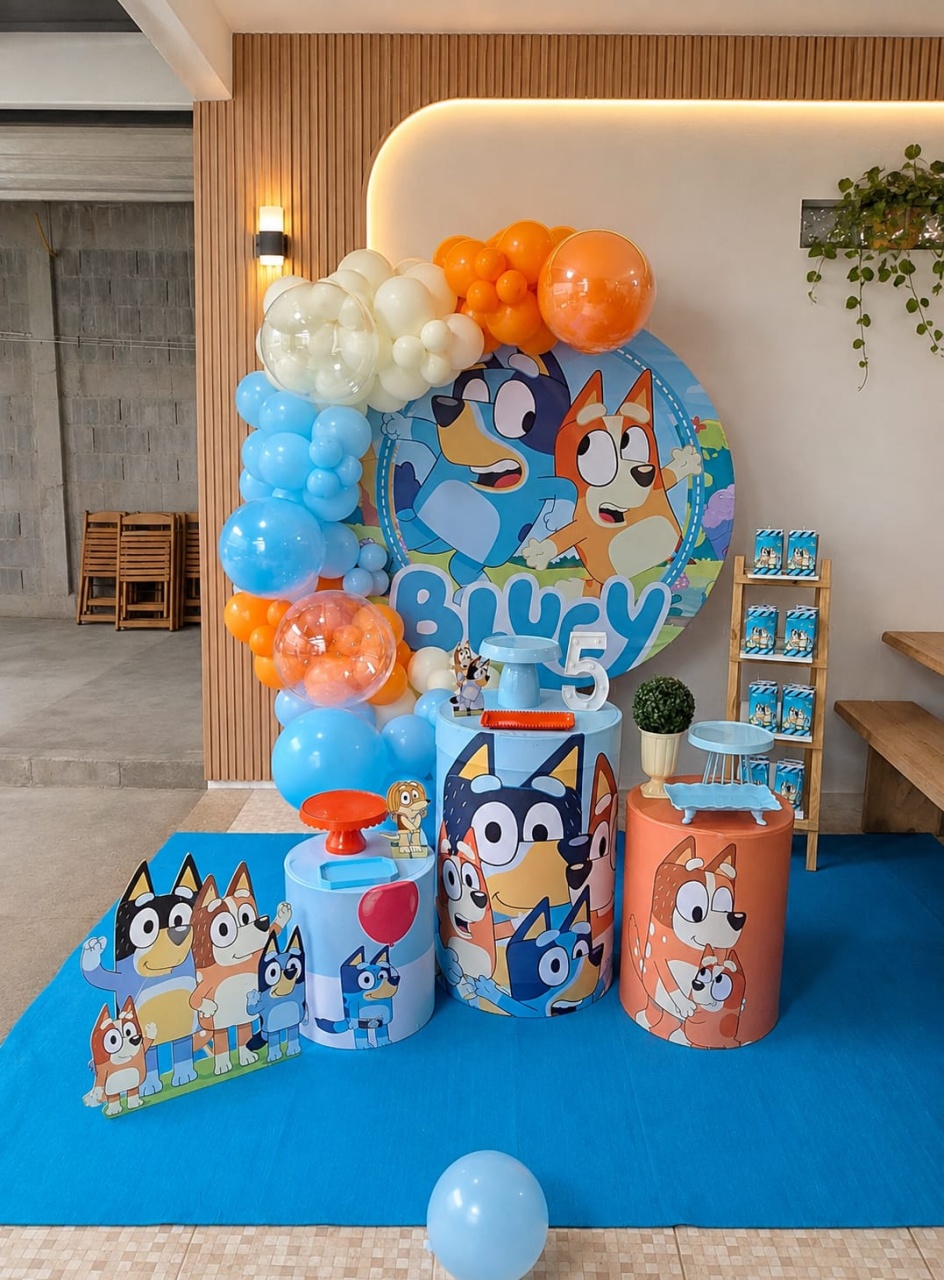 Decoração P Bluey - Nuza Artes Decoração, Pegue e Monte e Festa na Mesa