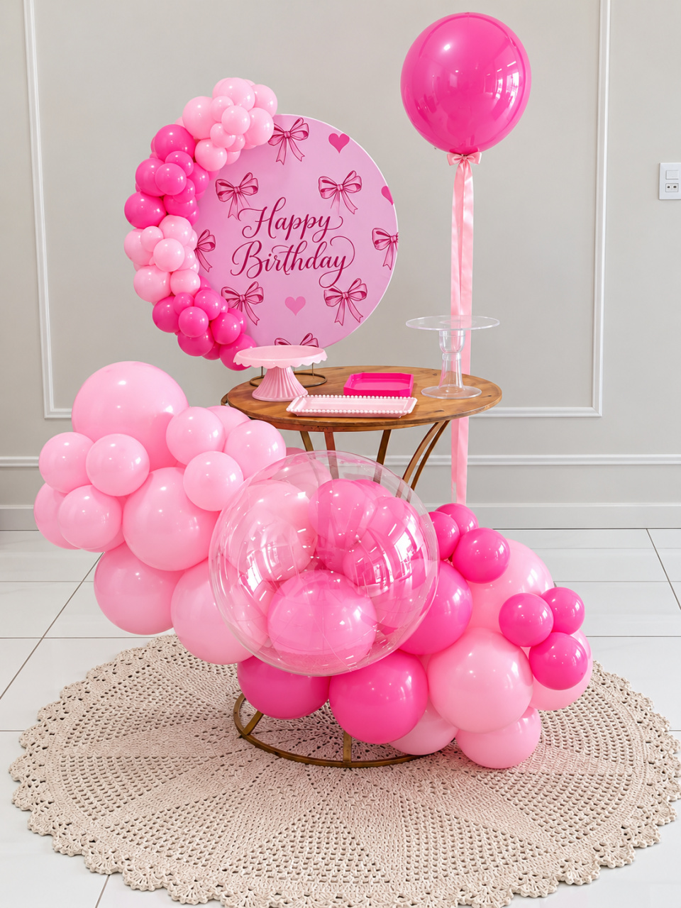 Festa Na Mesa Laço Rosa - Nuza Artes Decoração, Pegue e Monte e Festa na Mesa