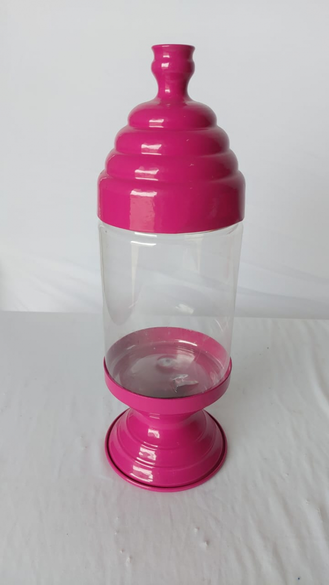 Bomboniere de Vidro Baleiro Decorativo Rosa Pink G - Boutique festa locações 