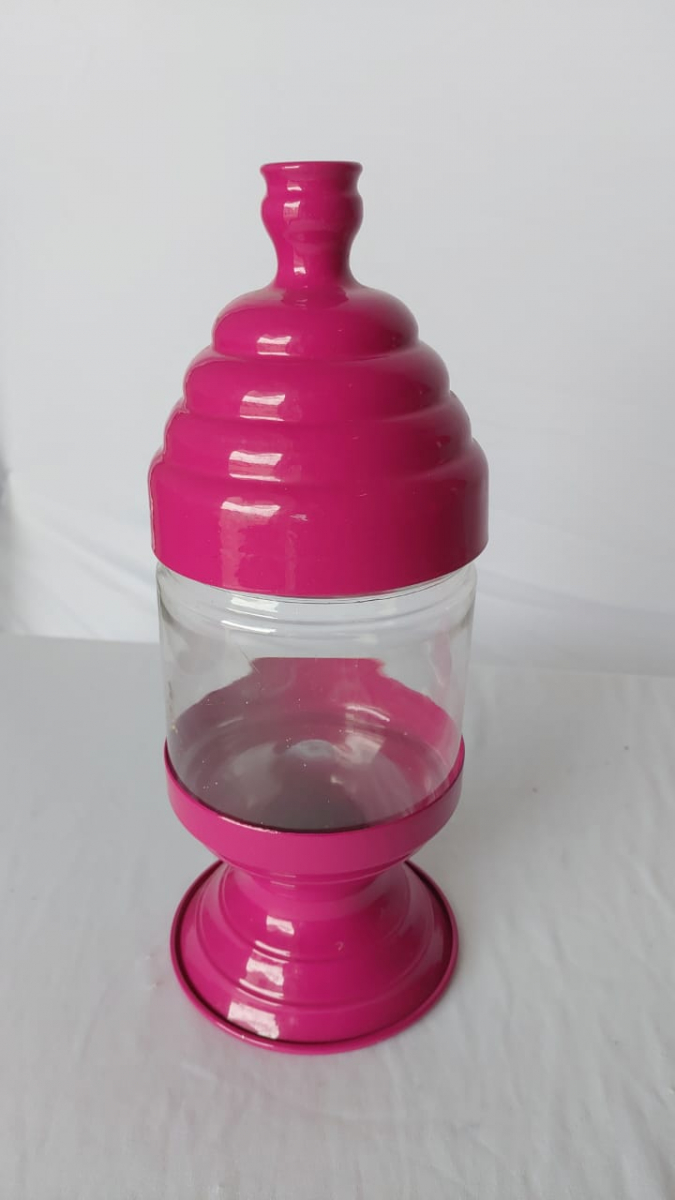 Bomboniere de Vidro Baleiro Decorativo Rosa Pink M - Boutique festa locações 