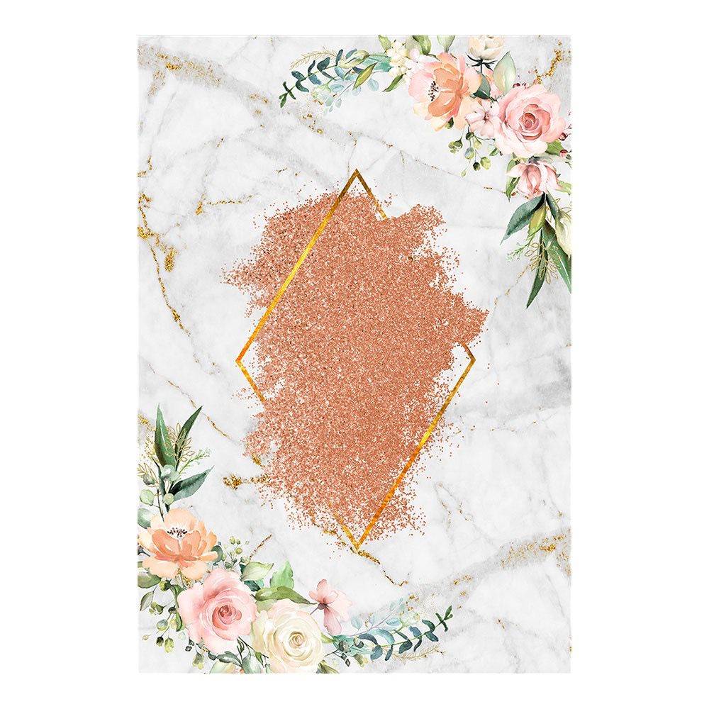 Painel Lateral Retangular Floral Rose E Dourado - Boutique festa locações 