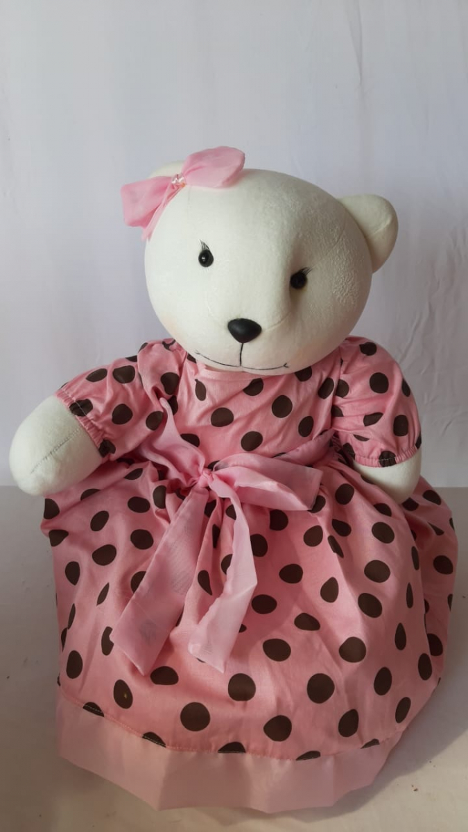 Urso Branco Princesa G - Boutique festa locações 