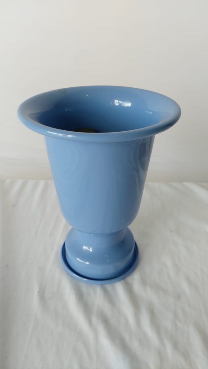 Vaso Azul Alumínio P - Boutique festa locações 