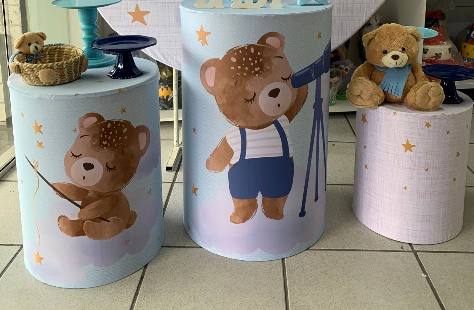 Trio Capa de  Cilindro Urso / Ursinho - Boutique festa locações 