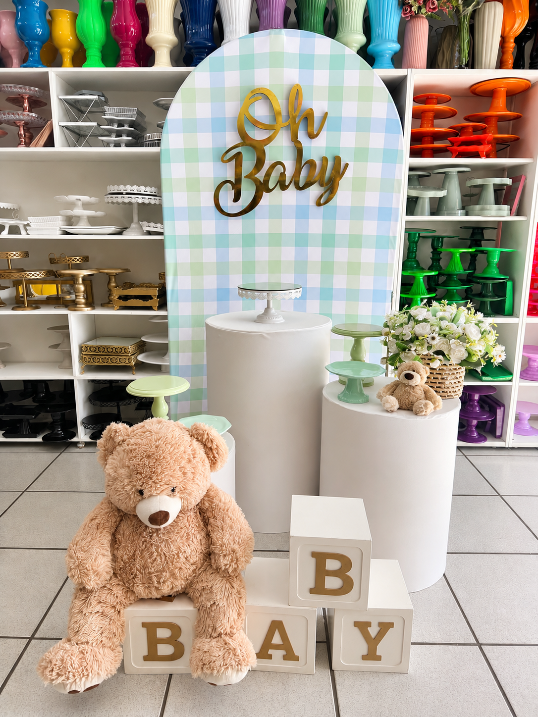Chá de Bebê Verde E Azul - Boutique festa locações 