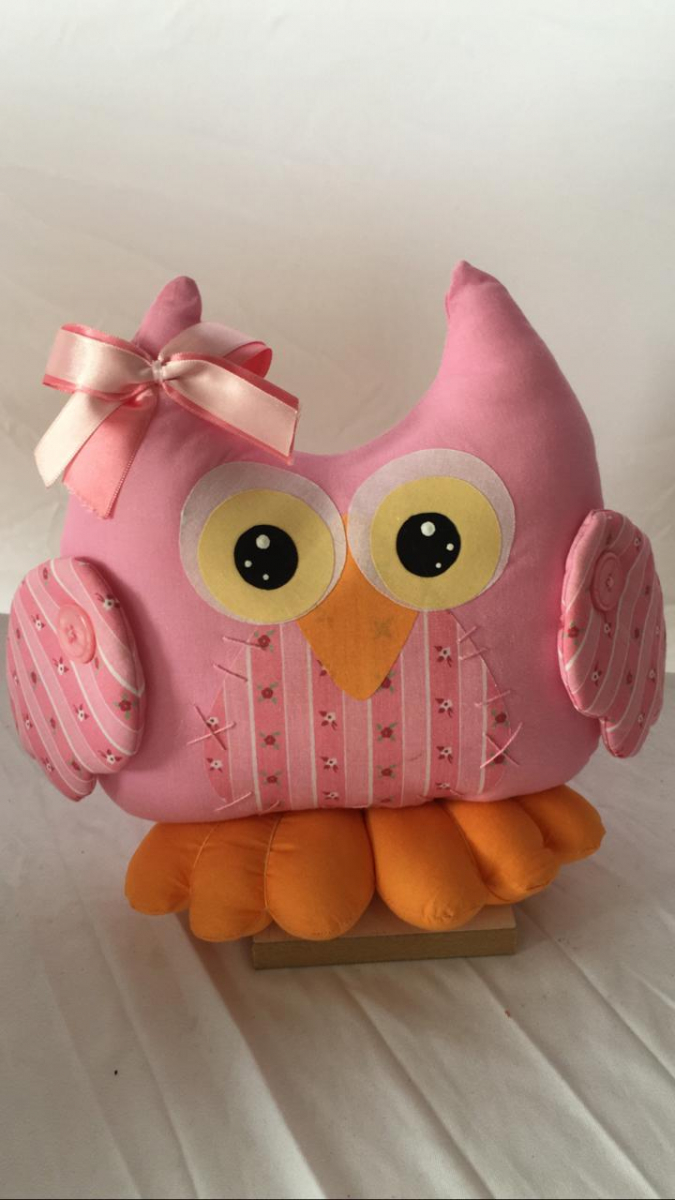 Coruja Média Rosa 1 - Boutique festa locações 
