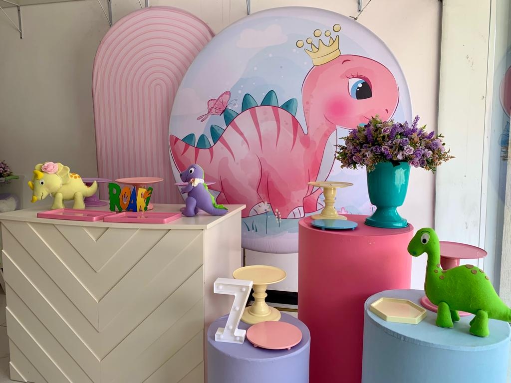 Dinossauro Baby Rosa - Boutique festa locações 