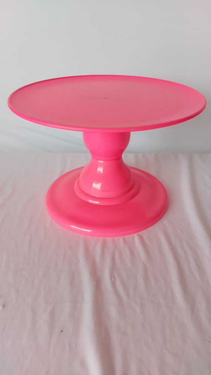 Bandeja Rosa Neon Plástica Alta - Boutique festa locações 