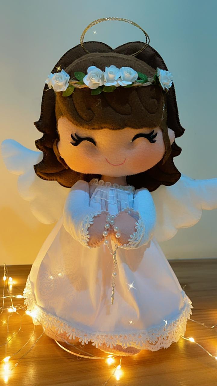 Anjo Feltro Menina Batizado - Boutique festa locações 