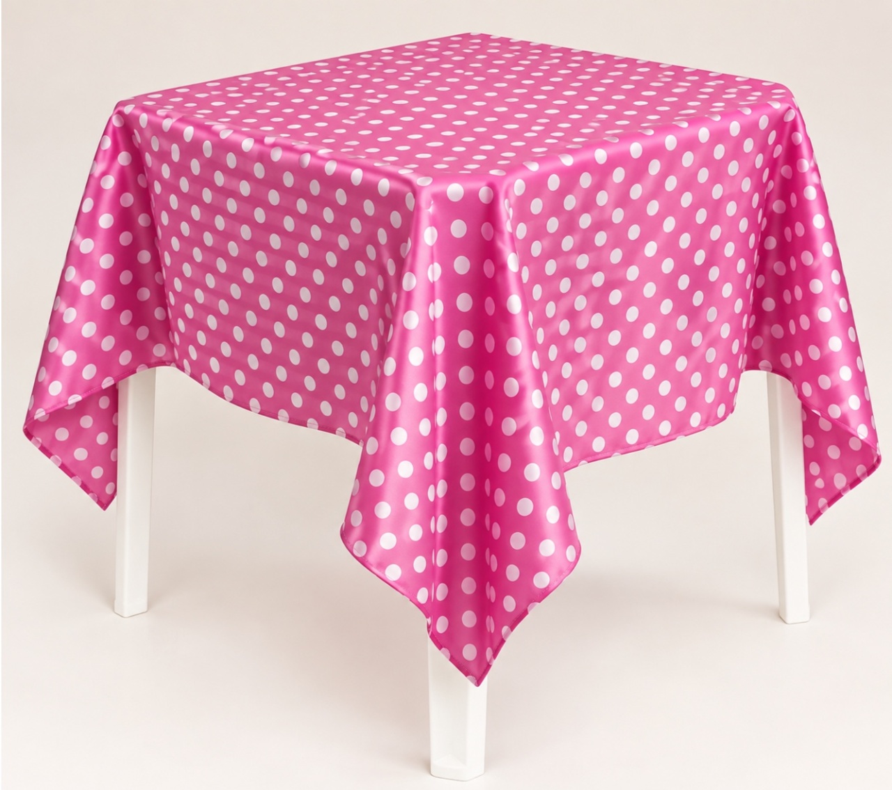 Forro Quadrado 1,50 X 1,50 Poá Rosa Com Bolinha Branca - Boutique festa locações 