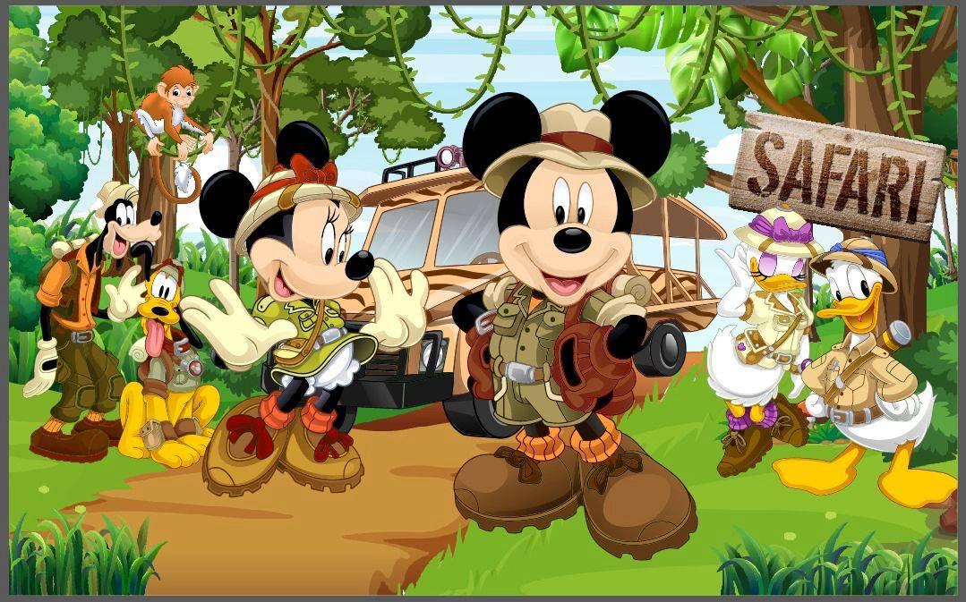 Painel Retangular Mickey Safari - Boutique festa locações 