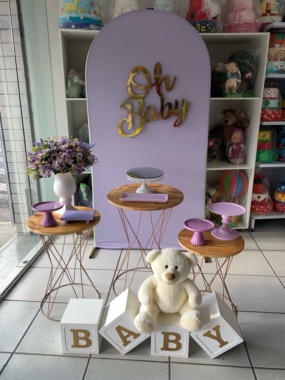 Chá de Bebê Lilás - Boutique festa locações 