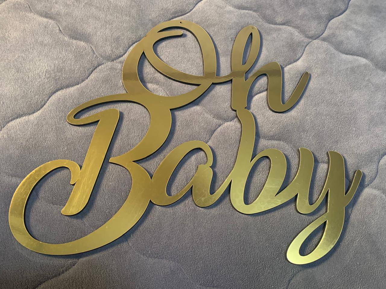 Oh Baby Para Painel Dourado Mdf - Boutique festa locações 