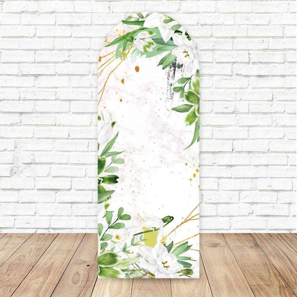 Capa Painel Romano Lateral Floral Verde - Boutique festa locações 