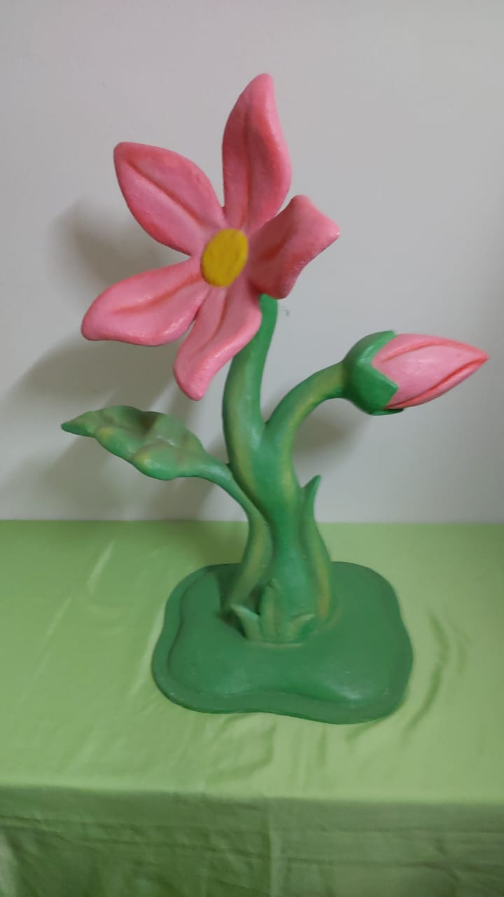 Flor Rosa Fibra  Jardim - Boutique festa locações 