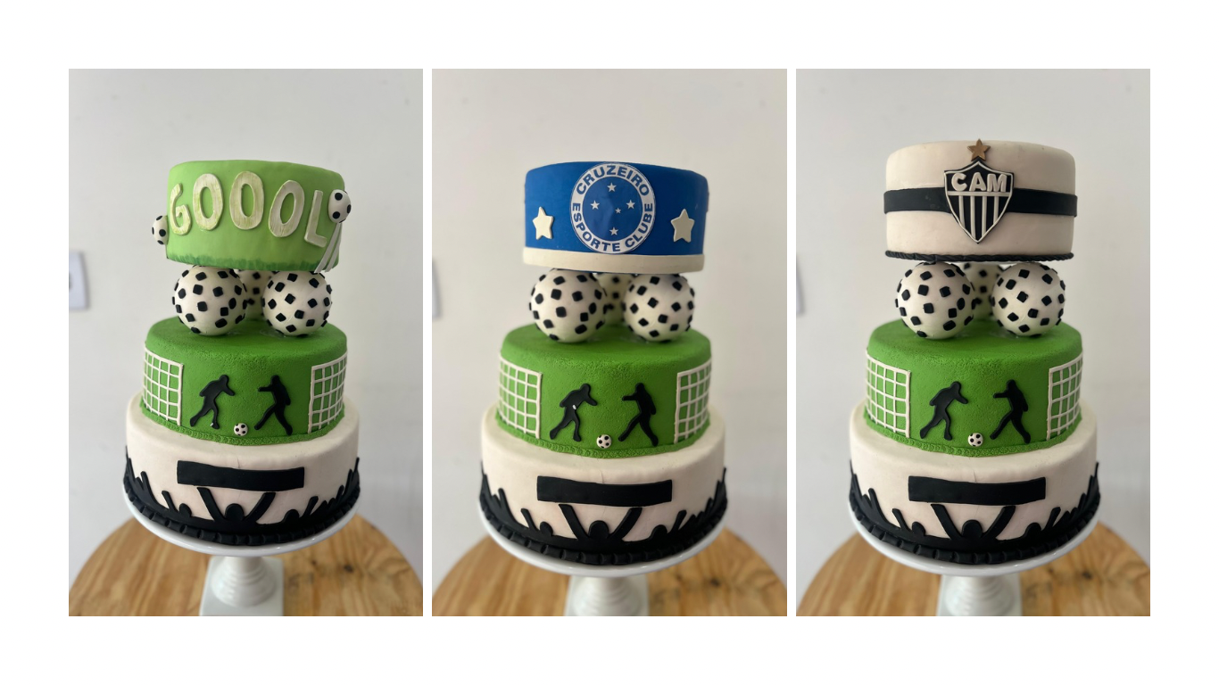 Bolo Fake Futebol / Cruzeiro / Atlético Biscuit - Boutique festa locações 