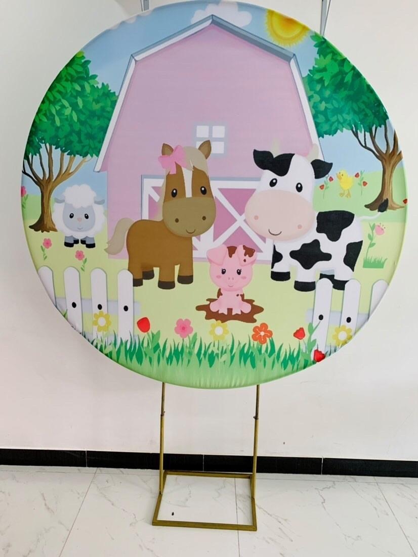 Capa Painel  Fazendinha Rosa 1,50M - Boutique festa locações 