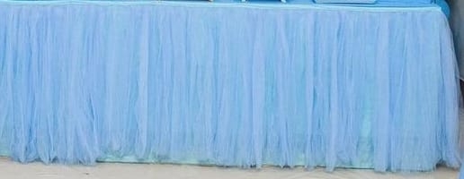 Saia de Mesa Tule Azul Claro - Boutique festa locações 
