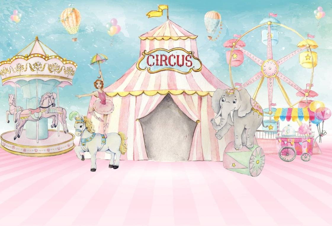 Painel Retangular Circo Rosa - Boutique festa locações 