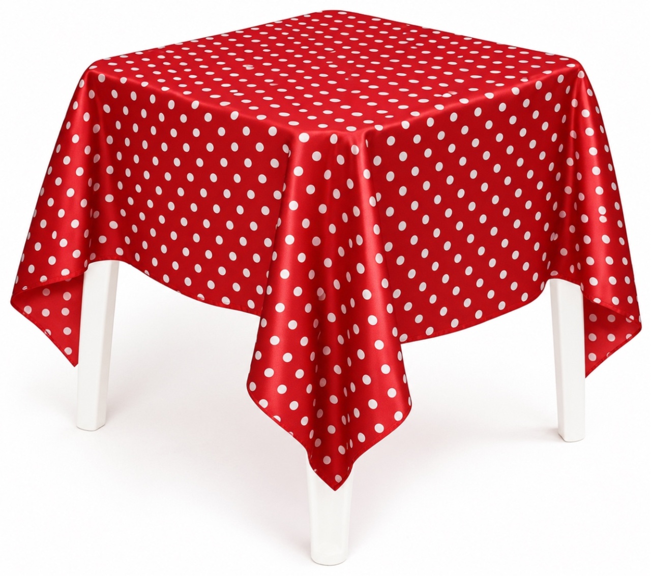 Forro Quadrado 1,50 X 1,50 Vermelho de Bolinha Branca - Boutique festa locações 